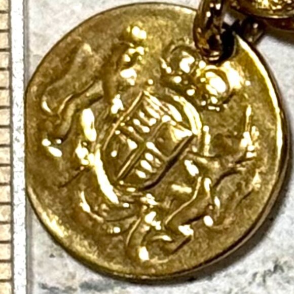 Huge Bellezza Gold Over Solid Bronze Coin Charm Bracelet Eagle Unicorn Lion - Picture 14 of 14